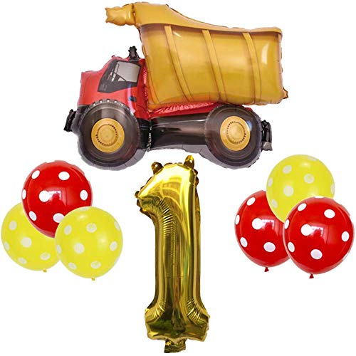 DIWULI Baufahrzeug Bagger Geburtstag Deko 1 Jahr - Geburtstagsdeko Bagger, Baustellen Geburtstagsparty Luftballon, Bagger Deko Kindergeburtstag, Deko Geburtstag Junge, Geburtstagsdeko 1 Jahr Junge von DIWULI