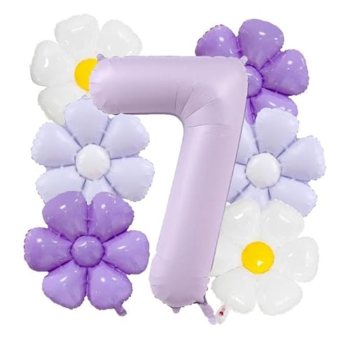 DIWULI Blumen Deko Geburtstag 7 Jahre - Luftballon Set Lila von DIWULI