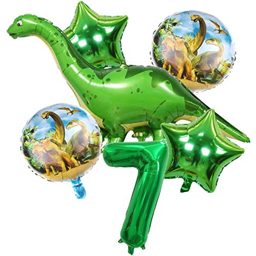 DIWULI Dino Geburtstag Deko 7 Jahre - Dino Luftballons Zahl von DIWULI