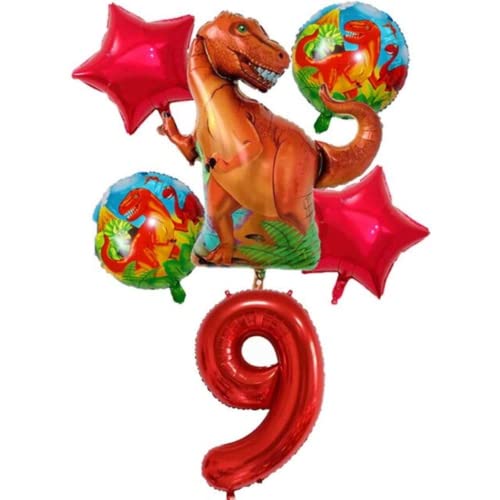 DIWULI Dino Geburtstag Deko 9 Jahre - Luftballon Zahl Set von DIWULI