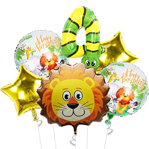DIWULI Dschungel Geburtstag 4 Jahre - Löwe Zahlen-Ballon von DIWULI