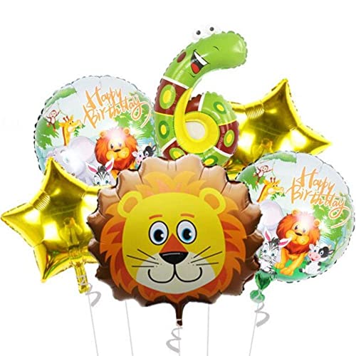 DIWULI Dschungel Geburtstag 6 Jahre - Löwe Zahlen-Ballon von DIWULI