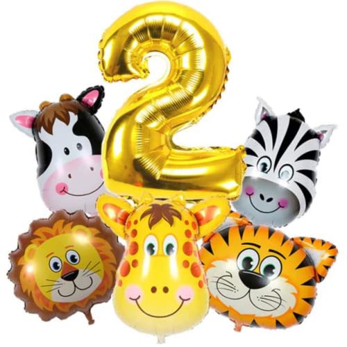 DIWULI Dschungel Geburtstag Deko 2 Jahre - Zahl 2 Ballon von DIWULI