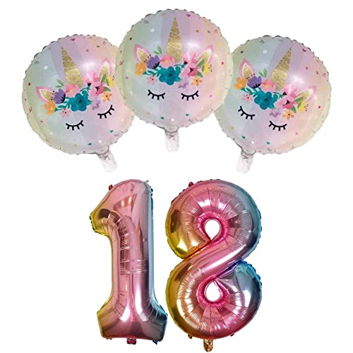 DIWULI Einhorn Deko Kindergeburtstag 18 Jahre - Luftballons DIWULI Einhorn Deko Kindergeburtstag 18 Jahre - Luftballons von DIWULI