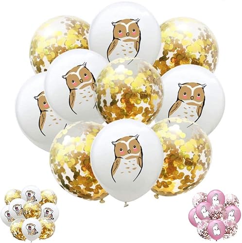 DIWULI Eule Luftballons 10 Stück Konfetti Gold Ballons von DIWULI
