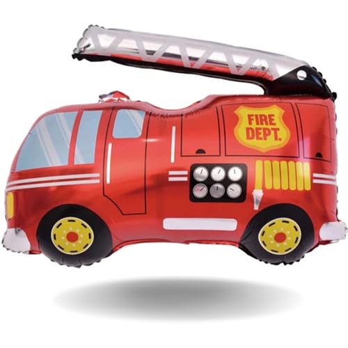 DIWULI XL Feuerwehr-Auto Luftballon - Deko für Geburtstag von DIWULI