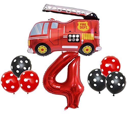 DIWULI Feuerwehr Geburtstag 4 Jahre - Feuerwehr Luftballons von DIWULI