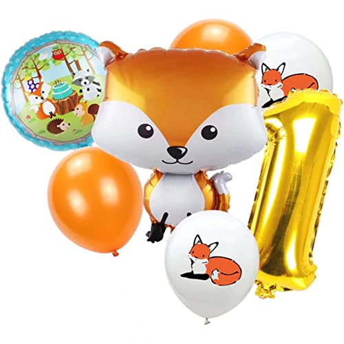 DIWULI Fuchs Luftballon Set 1 Jahr - Waldtiere Geburtstag von DIWULI