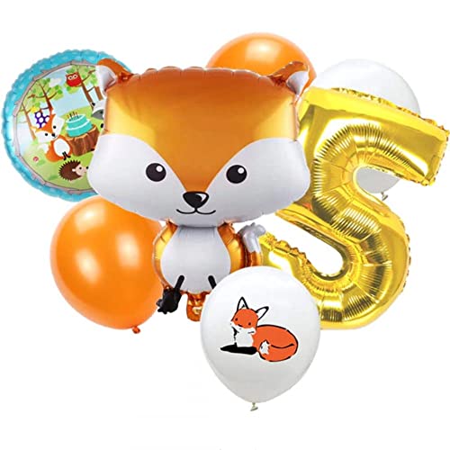 DIWULI Fuchs Luftballon Set 5 Jahre - Waldtiere Geburtstag von DIWULI