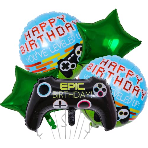 DIWULI Gamer Luftballons Set, Happy Birthday, Gamepad Folien-Ballons Ballon-Set, Geburtstagsballons, Gaming Folien-Luftballon, Gamer-Ballons LAN-Party, Junge Kinder-Geburtstag, Dekoration, Party-Deko von DIWULI