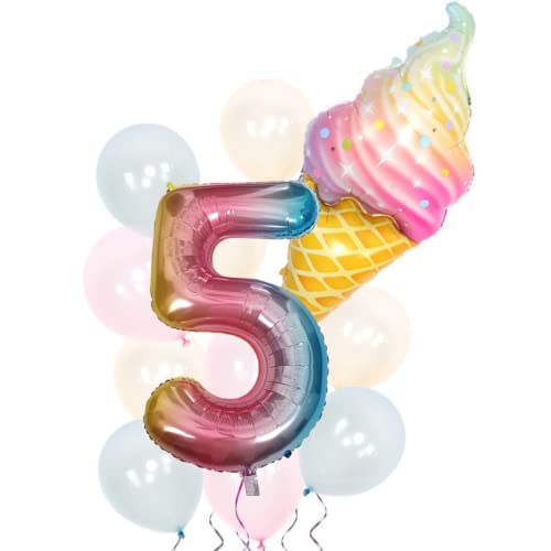 DIWULI Geburtstagsdeko 5 Jahre Luftballons Eis-Tüte Set DIWULI Geburtstagsdeko 5 Jahre Luftballons Eis-Tüte Set von DIWULI