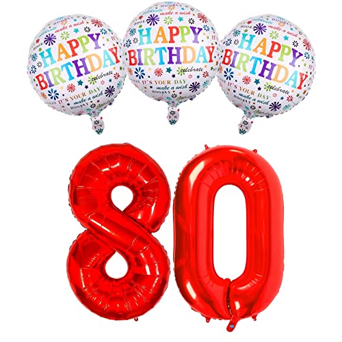 DIWULI Geburtstagsdeko 80 Jahre - Rote Zahl 80 Deko Set von DIWULI
