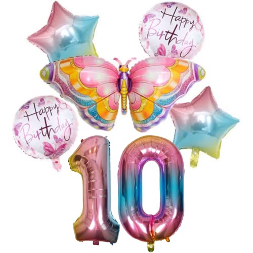 DIWULI Schmetterling Luftballons 10 Jahre - Zahl Geburtstag von DIWULI