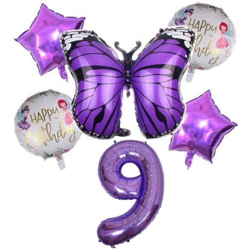 DIWULI Schmetterling Zahl 9 Luftballons - Deko Lila Set DIWULI Schmetterling Zahl 9 Luftballons - Deko Lila Set von DIWULI