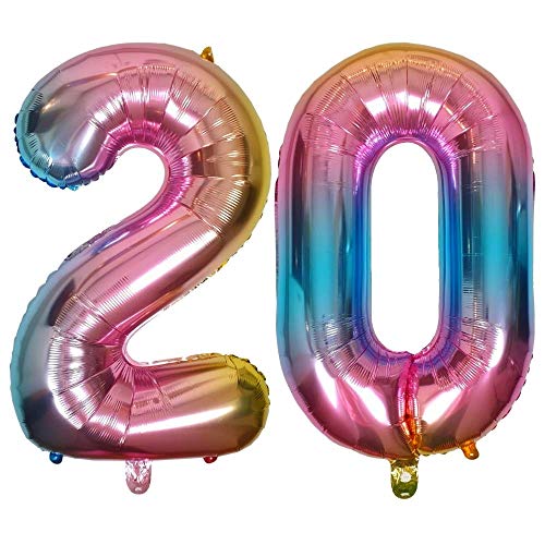 DIWULI Luftballon 20 Geburtstag XL Rosa Regenbogen - Folienballon 20, Zahl 20 Ballon 20 Jahre, Geburtstagsdeko 20. Geburtstag Party-Deko Junge Mädchen, Zahlen-Ballon Groß Dekoration, Zahlen-Luftballon DIWULI Luftballon 20 Geburtstag XL Rosa Regenbogen - Folienballon 20, Zahl 20 Ballon 20 Jahre, Geburtstagsdeko 20. Geburtstag Party-Deko Junge Mädchen, Zahlen-Ballon Groß Dekoration, Zahlen-Luftballon von DIWULI