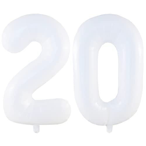 DIWULI Luftballon 20 Geburtstag XXL Weiß - Folienballon 20, Zahl 20 Ballon 20 Jahre, Geburtstagsdeko 20. Geburtstag Helium Party-Deko Junge Mädchen, Zahlen-Ballon Dekoration, Zahlen-Luftballon Groß DIWULI Luftballon 20 Geburtstag XXL Weiß - Folienballon 20, Zahl 20 Ballon 20 Jahre, Geburtstagsdeko 20. Geburtstag Helium Party-Deko Junge Mädchen, Zahlen-Ballon Dekoration, Zahlen-Luftballon Groß von DIWULI