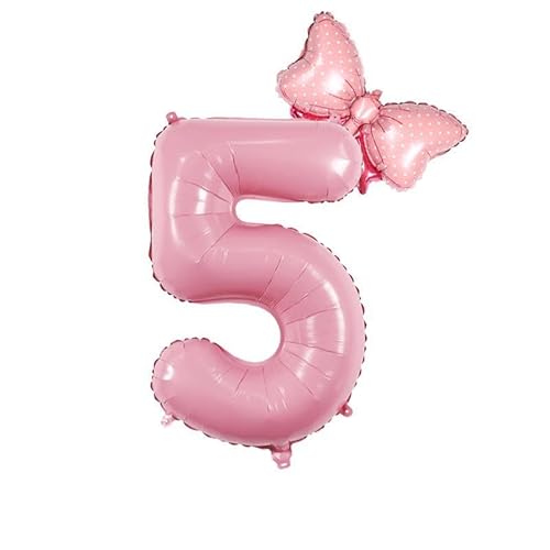DIWULI Luftballon 5 Geburtstag XXL - Schmetterling Rosa Zahl von DIWULI