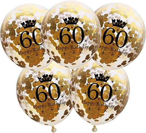 DIWULI Luftballons 60 Geburtstag - Set 5 Stück Gold Deko DIWULI Luftballons 60 Geburtstag - Set 5 Stück Gold Deko von DIWULI