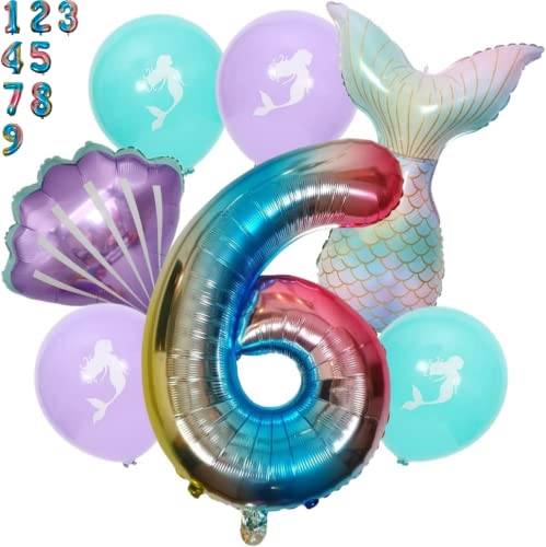 DIWULI Meerjungfrau Geburtstag 6 Jahre - Luftballon Set Deko von DIWULI
