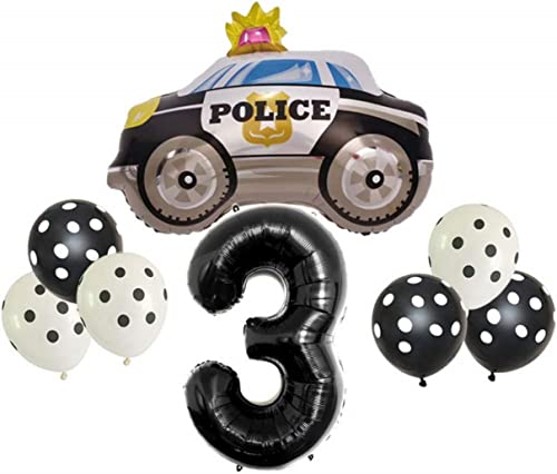DIWULI Polizei Geburtstag Deko 3 Jahre, Zahlen-Ballon Set von DIWULI