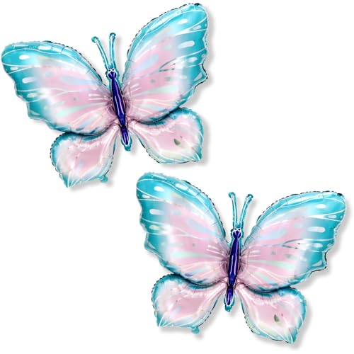 DIWULI XXL Schmetterling Ballons 2 Stück Blau Gradient DIWULI XXL Schmetterling Ballons 2 Stück Blau Gradient von DIWULI