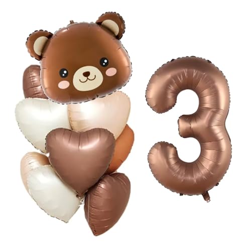 DIWULI Teddy-Bär Ballon Set 3 Jahre Herz Geburtstag Deko DIWULI Teddy-Bär Ballon Set 3 Jahre Herz Geburtstag Deko von DIWULI