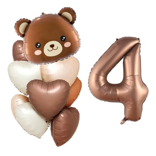 DIWULI Teddy-Bär Ballon Set 4 Jahre Herz Geburtstag Deko von DIWULI