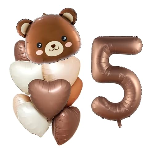 DIWULI Teddy-Bär Ballon Set – Zahl 5 Kindergeburtstag Deko DIWULI Teddy-Bär Ballon Set – Zahl 5 Kindergeburtstag Deko von DIWULI