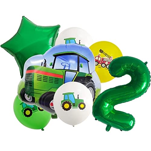 DIWULI Traktor Luftballons 2 Jahre - Zahl Deko Geburtstag von DIWULI