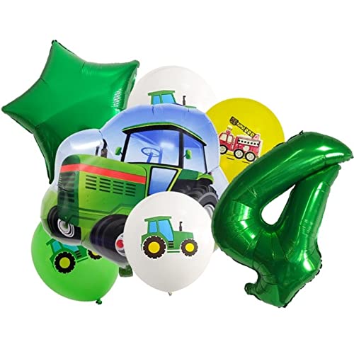 DIWULI Traktor Luftballons 4 Jahre - Zahl Deko Geburtstag von DIWULI