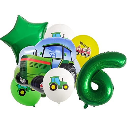 DIWULI Traktor Luftballons 6 Jahre - Zahl Deko Geburtstag von DIWULI