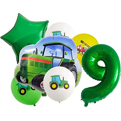 DIWULI Traktor Luftballons 9 Jahre - Zahl Deko Geburtstag von DIWULI