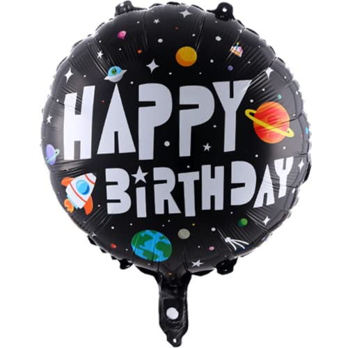 DIWULI Weltraum Happy Birthday Luftballon zweiseitig, Welt-All Astronaut Folien-Ballon, Space Folien-Luftballon für Kinder-Geburtstag Junge Mädchen, Weltraum-Party, Motto-Party, Dekoration von DIWULI