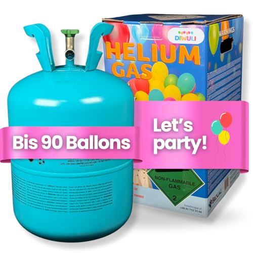 DIWULI XXL Ballongas Helium für 90 Luftballons - Gasflasche für Geburtstag, Hochzeit, Party, befüllt in EU von DIWULI