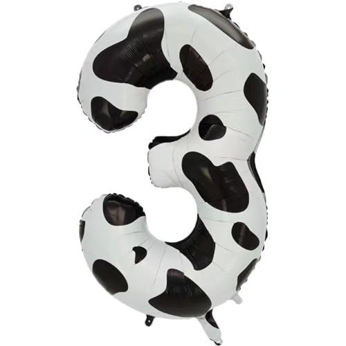 DIWULI XXL Kuh Zahl 3 Luftballon - Geburtstagsdeko 3 Jahre - Kuh-Deko Ballon, Zahlen-Ballon gefleckt, Helium Groß Dekoration Junge Mädchen, Land, Landwirtschaft, Bauernhof Weiß Schwarz Rosa Cowboy DIWULI XXL Kuh Zahl 3 Luftballon - Geburtstagsdeko 3 Jahre - Kuh-Deko Ballon, Zahlen-Ballon gefleckt, Helium Groß Dekoration Junge Mädchen, Land, Landwirtschaft, Bauernhof Weiß Schwarz Rosa Cowboy von DIWULI