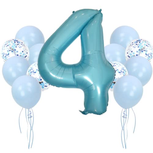 DIWULI Geburtstagsdeko 4 Jahre Blau Zahlen-Ballon Party Deko DIWULI Geburtstagsdeko 4 Jahre Blau Zahlen-Ballon Party Deko von DIWULI