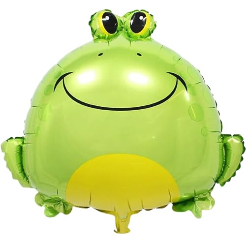 DIWULI süßer Frosch Luftballon, Kröte Tier-Ballon Grün Frosch-König Folien-Ballon, Kinder-Geburtstag Junge Mädchen, Motto-Party, Dekoration, Geschenk-Deko, Tier-Party, Wald-Freunde, Dschungel Zoo von DIWULI