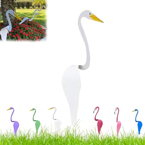 Tanzende Vögel,Flamingo Gartendeko, Flamingo-Windspiel,Tanzende Vögel Garten Metallkunst,Tanzender Flamingo,Wirbelnder Flamingo, Windskulptur Für Gartendekoration,Florida (A) von DIXIOUJAI