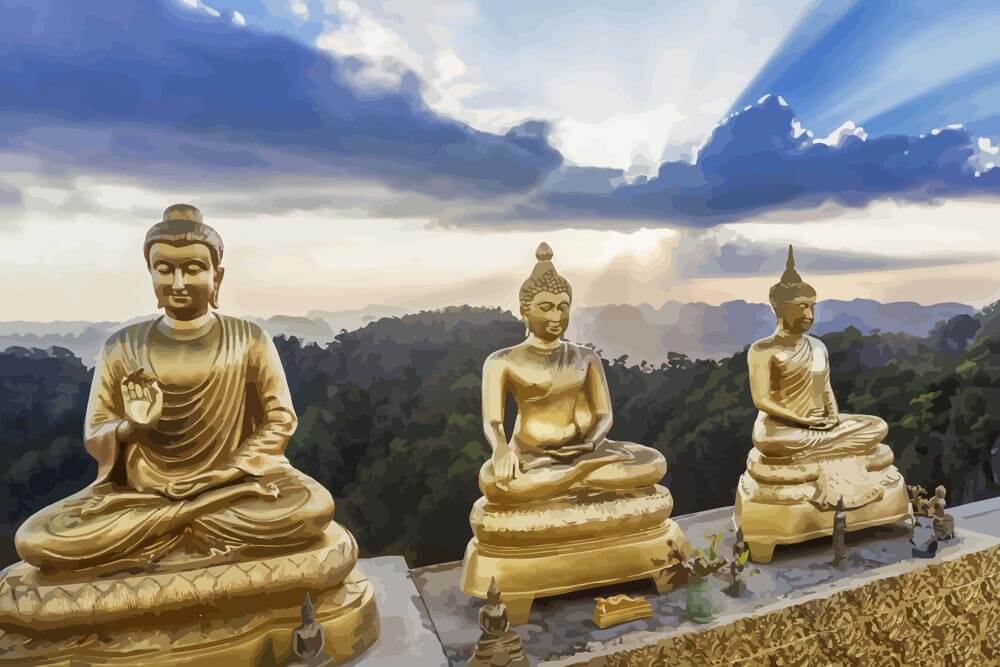 Malen nach Zahlen - 3 Große Buddha Statuen, ohne Rahmen von DIY - Malen nach Zahlen