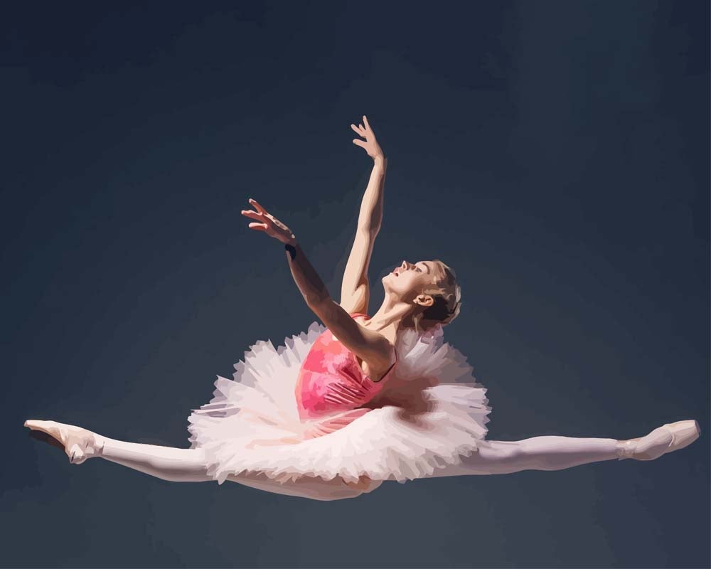 Malen nach Zahlen - Ballerina am Springen, mit Rahmen von DIY - Malen nach Zahlen