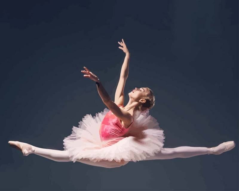 Malen nach Zahlen - Ballerina am Springen, ohne Rahmen von DIY - Malen nach Zahlen