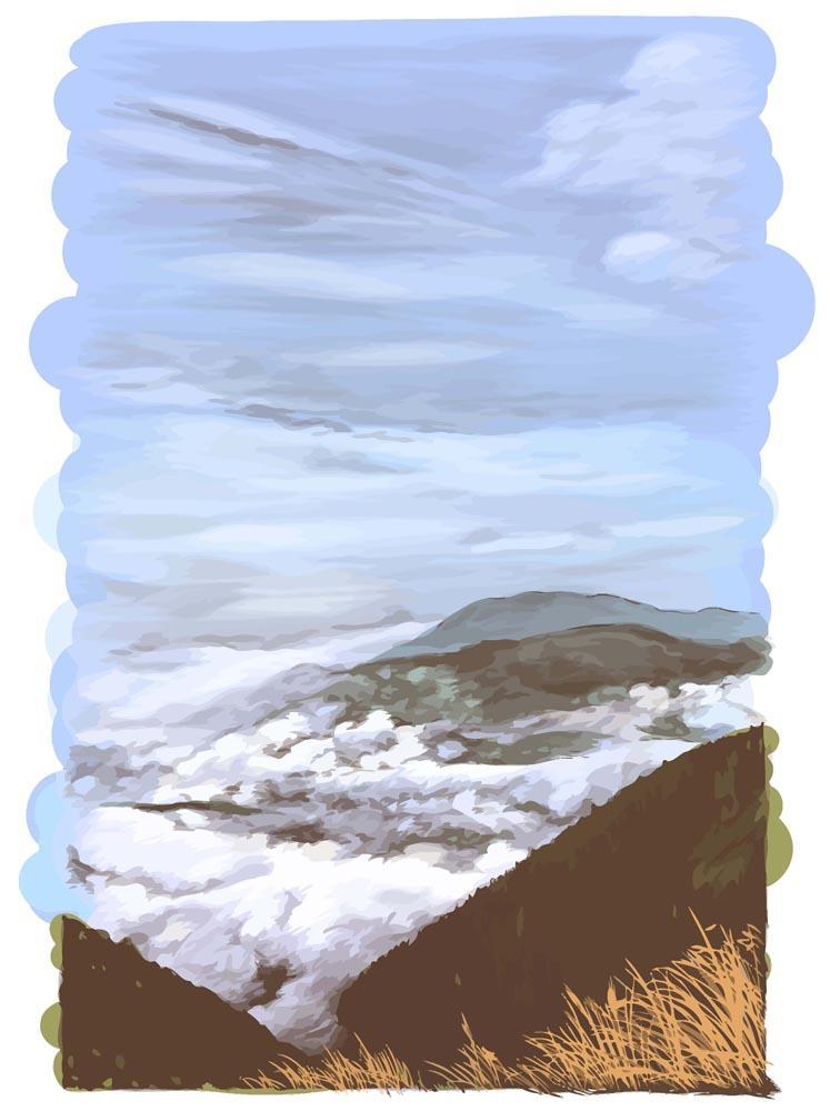 Malen nach Zahlen - Berge in den Wolken, mit Rahmen von DIY - Malen nach Zahlen