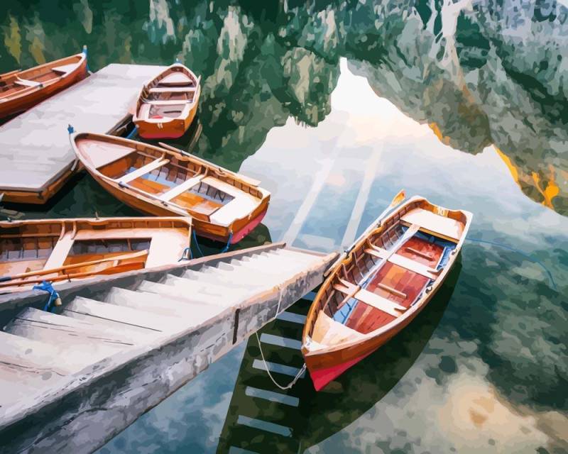 Malen nach Zahlen - Berühmter italienischer Gebirgsee - Lago, ohne Rahmen von DIY - Malen nach Zahlen