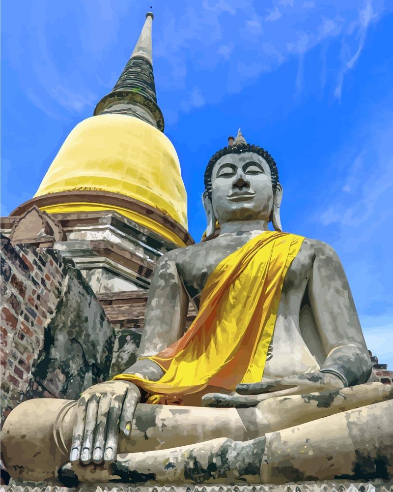 Malen nach Zahlen - Buddha Statue am Wat-Yai-Chaimongkol - Thailand, mit Rahmen Malen nach Zahlen - Buddha Statue am Wat-Yai-Chaimongkol - Thailand, mit Rahmen von DIY - Malen nach Zahlen