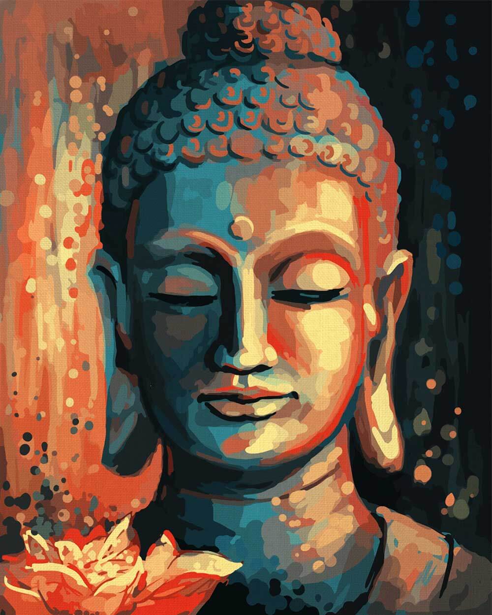 Malen nach Zahlen - Buddha mit Blume, mit Rahmen von DIY - Malen nach Zahlen