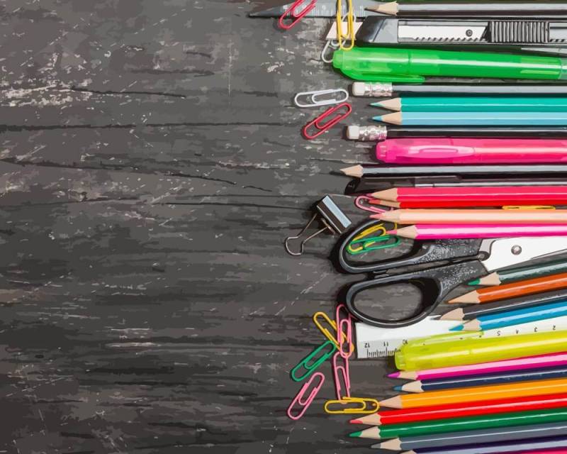 Malen nach Zahlen - Buntstifte - Back to School, ohne Rahmen von DIY - Malen nach Zahlen
