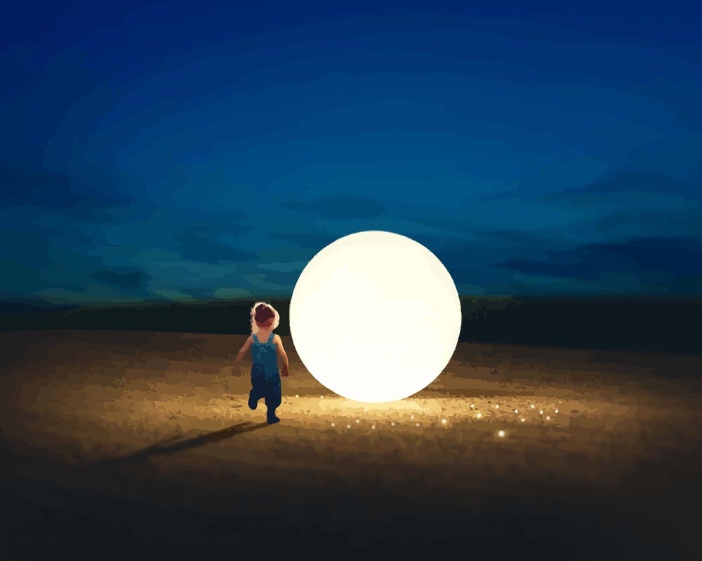 Malen nach Zahlen - Der Mond, ohne Rahmen von DIY - Malen nach Zahlen