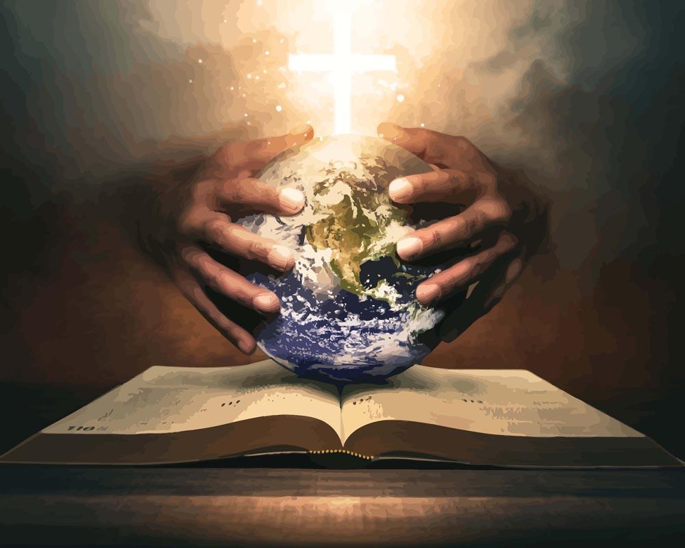 Malen nach Zahlen - Die ganze Welt in der Hand, mit Rahmen Malen nach Zahlen - Die ganze Welt in der Hand, mit Rahmen von DIY - Malen nach Zahlen