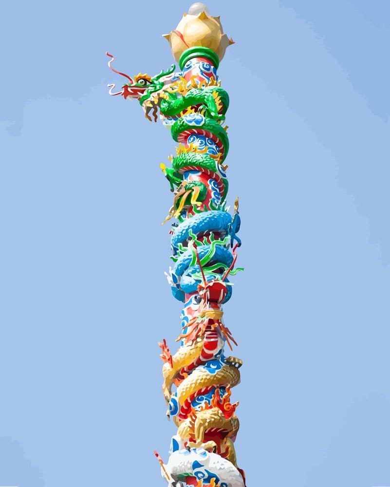 Malen nach Zahlen - Drachensäule, mit Rahmen Malen nach Zahlen - Drachensäule, mit Rahmen von DIY - Malen nach Zahlen