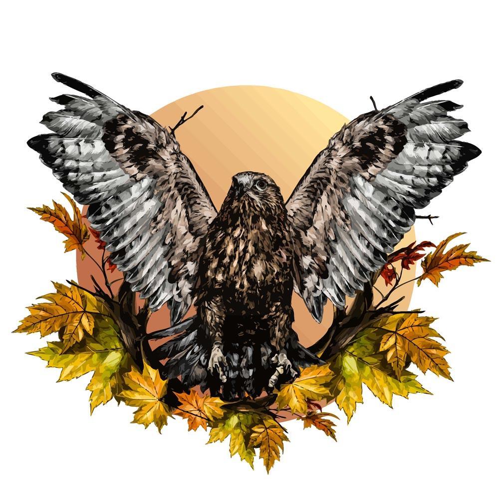 Malen nach Zahlen - Falke in Herbstblätter, mit Rahmen Malen nach Zahlen - Falke in Herbstblätter, mit Rahmen von DIY - Malen nach Zahlen